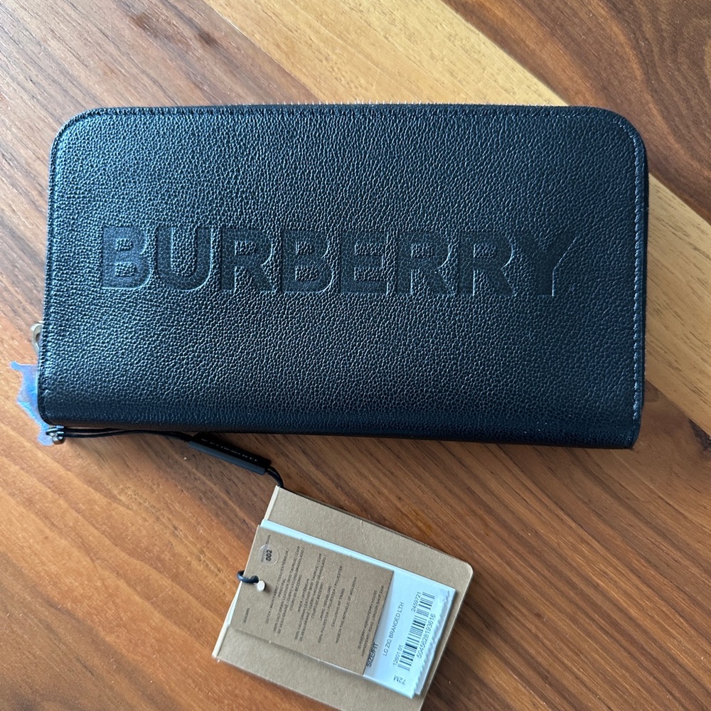 Burberry Elmore Black Zip Around Wallet